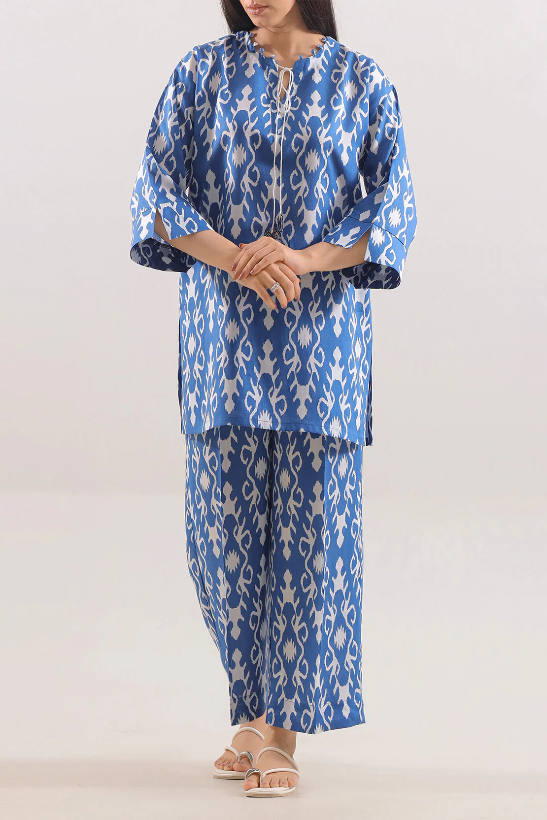Printed Embroidered Silk Touch Stitched 2 Piece (Shirt/Trouser) - Image 3