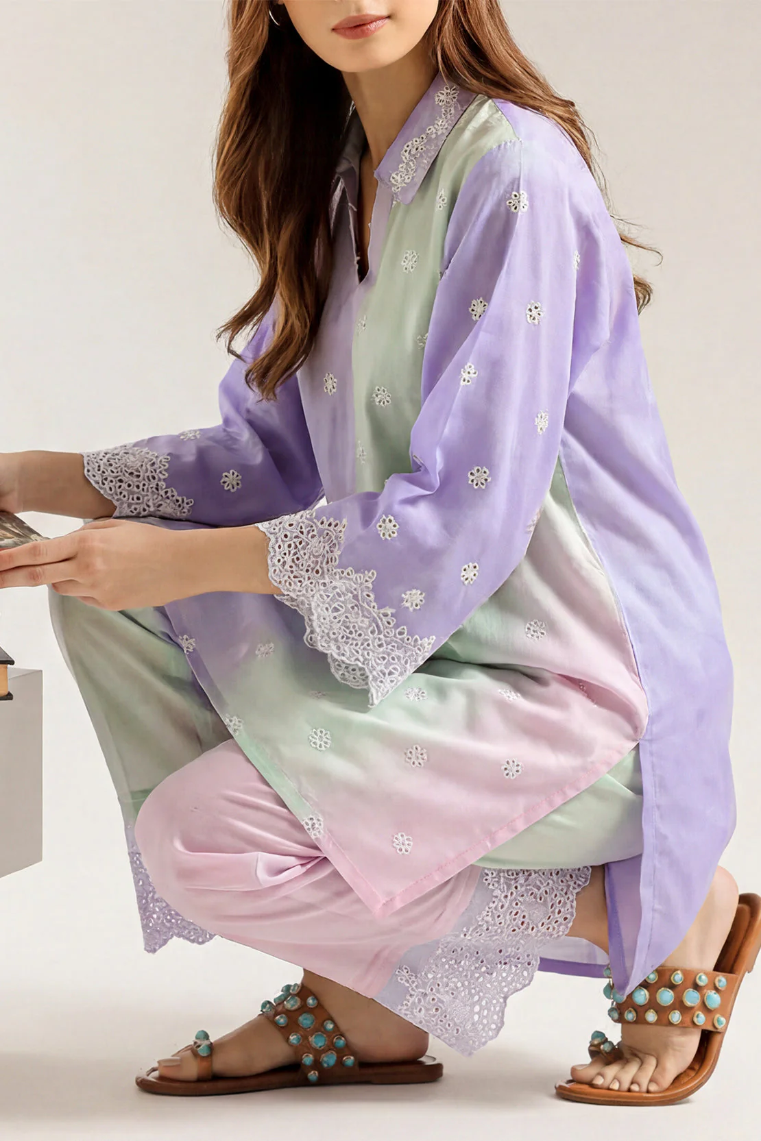 Printed Embroidered Silk Touch Stitched 2 Piece (Shirt/Trouser)