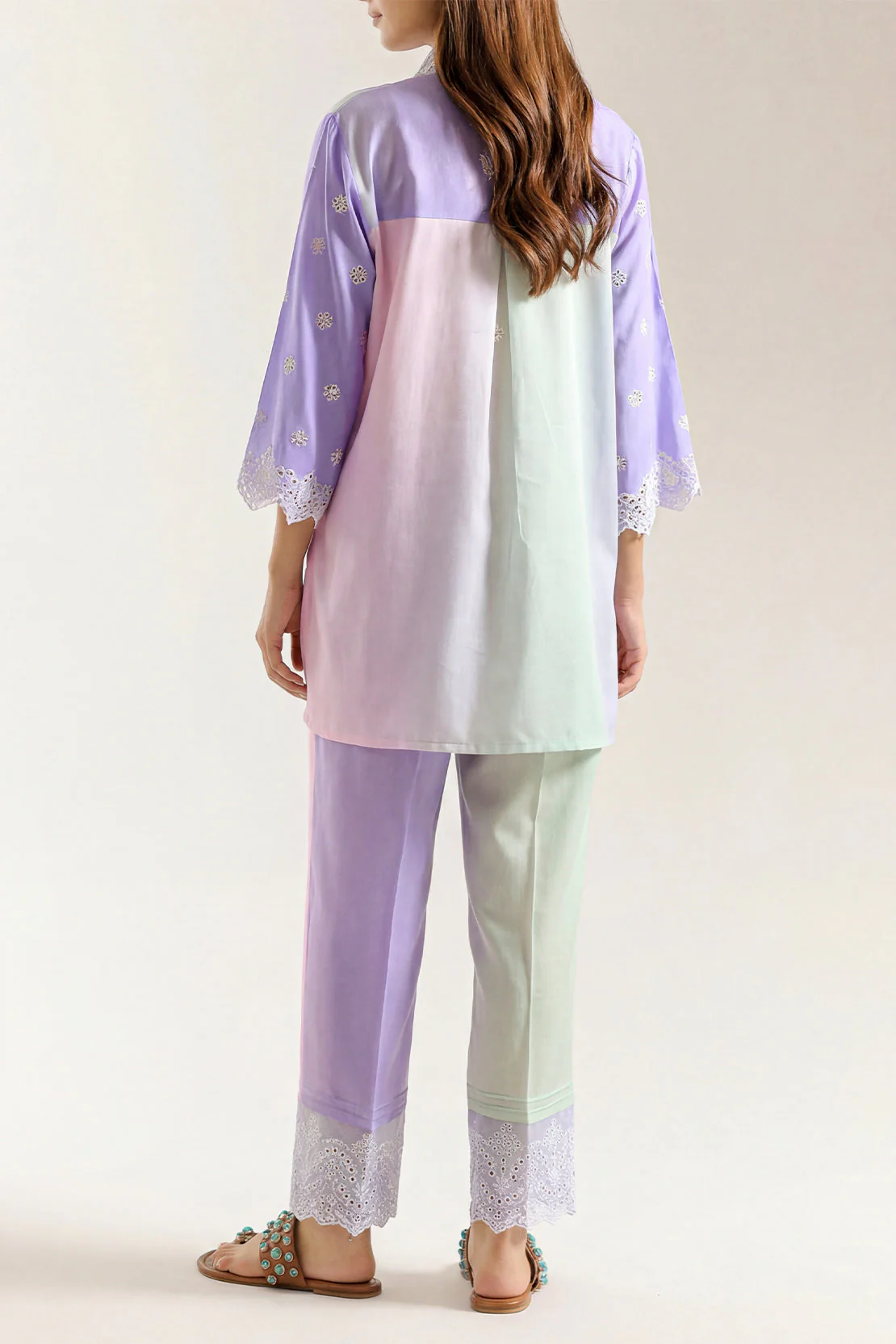 Printed Embroidered Silk Touch Stitched 2 Piece (Shirt/Trouser) - Image 4