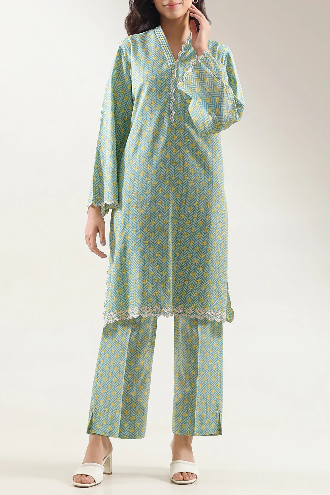 Printed Embroidered Stitched Lawn 2 Piece (Shirt/Trouser)