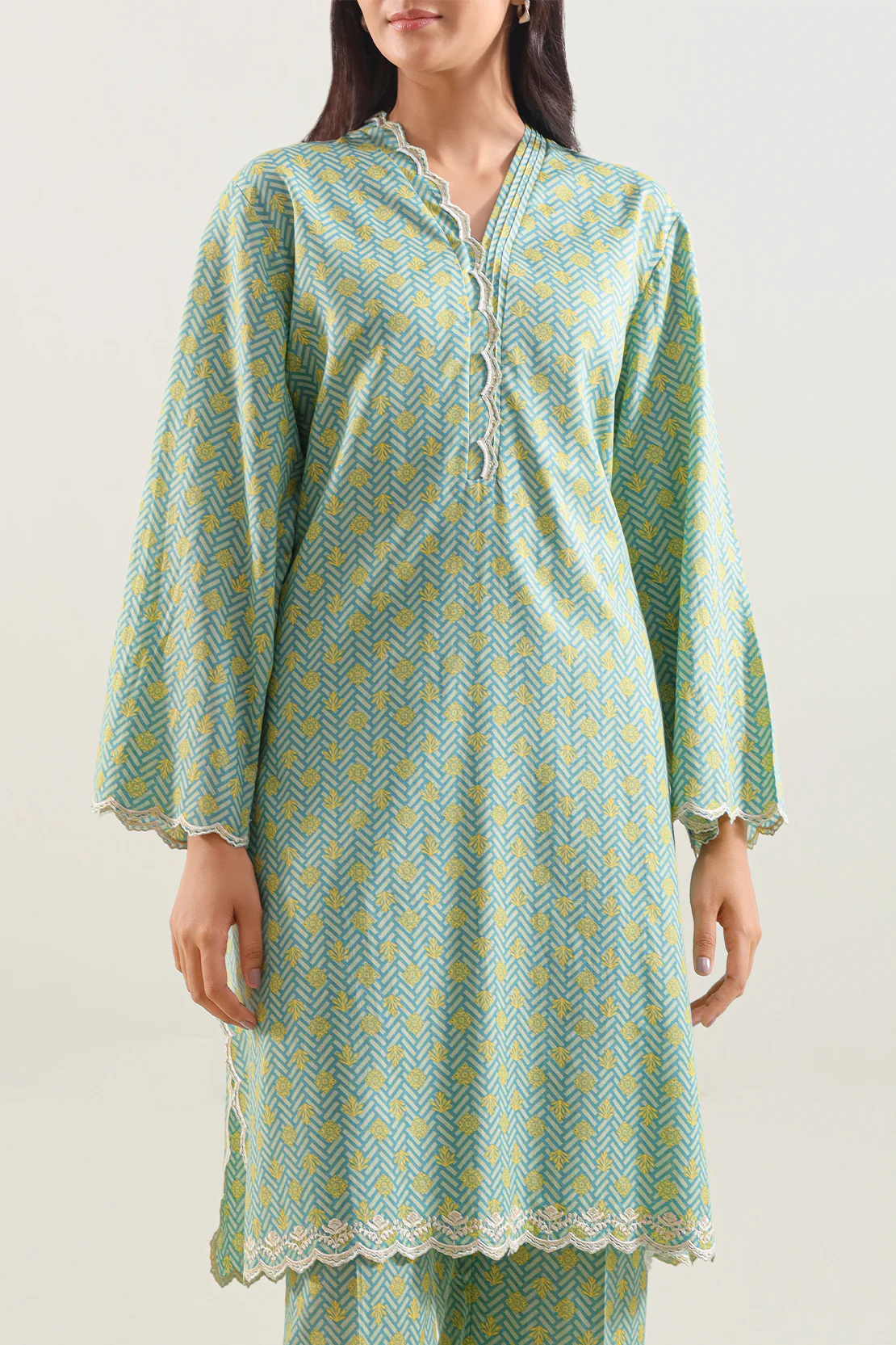 Printed Embroidered Stitched Lawn 2 Piece (Shirt/Trouser) - Image 2
