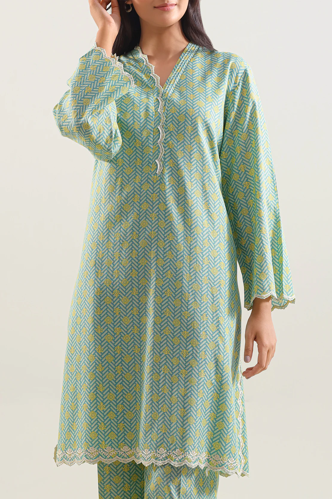 Printed Embroidered Stitched Lawn 2 Piece (Shirt/Trouser) - Image 3