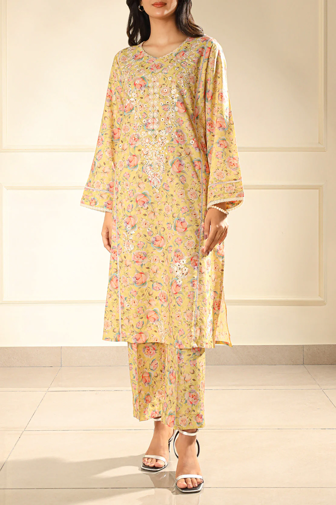 Printed Embroidered Stitched Lawn Shirt
