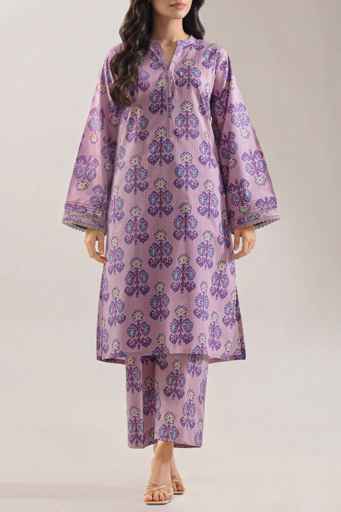 Printed Embroidered Strip Lawn Stitched 2 Piece (Shirt/Trouser)
