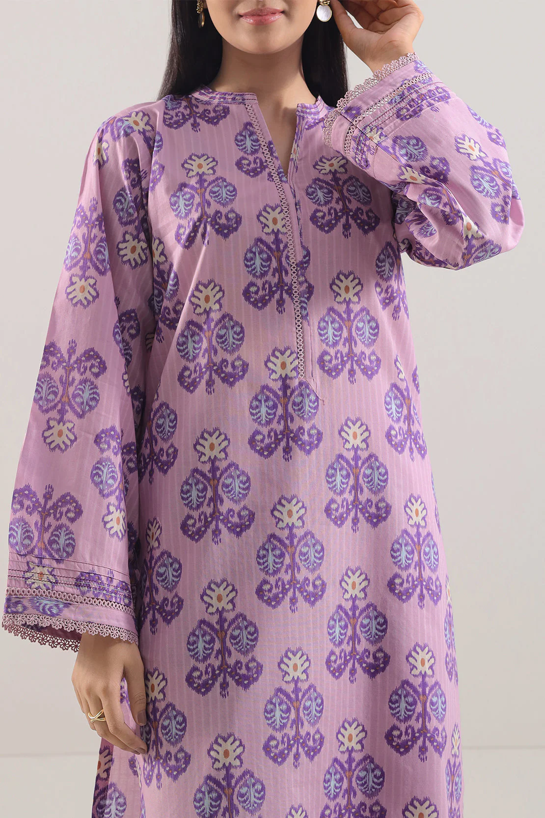 Printed Embroidered Strip Lawn Stitched 2 Piece (Shirt/Trouser) - Image 2