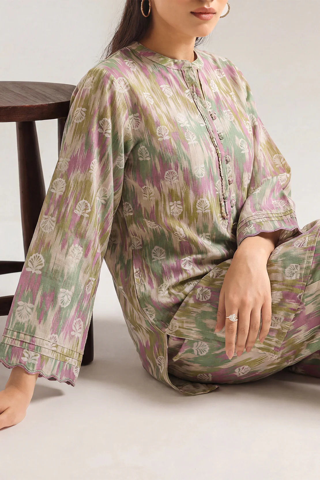 Printed Embroidered Strip Lawn Stitched 2 Piece (Shirt/Trouser)