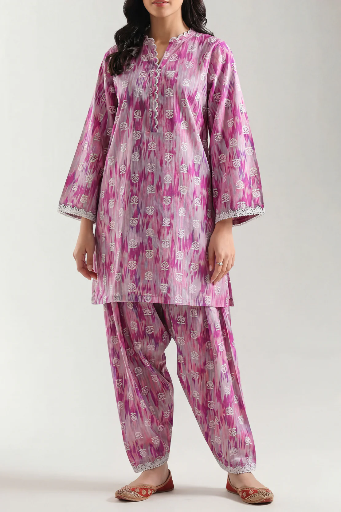 Printed Embroidered Strip Lawn Stitched 2 Piece (Shirt/Trouser)