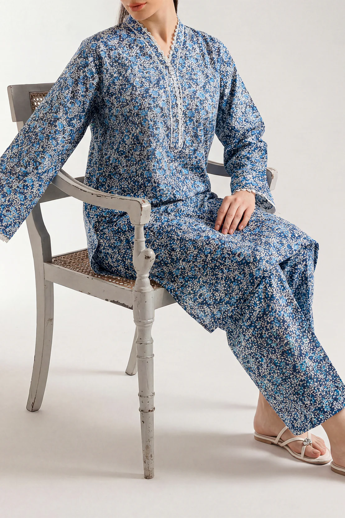 Printed Embroidered Strip Lawn Stitched 2 Piece (Shirt/Trouser)