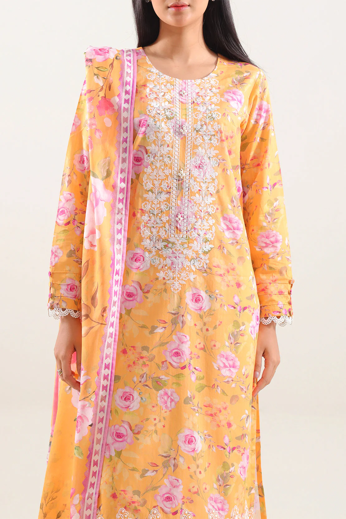 Printed Embroidered Strip Lawn Un-Stitched 3-Piece - Image 3