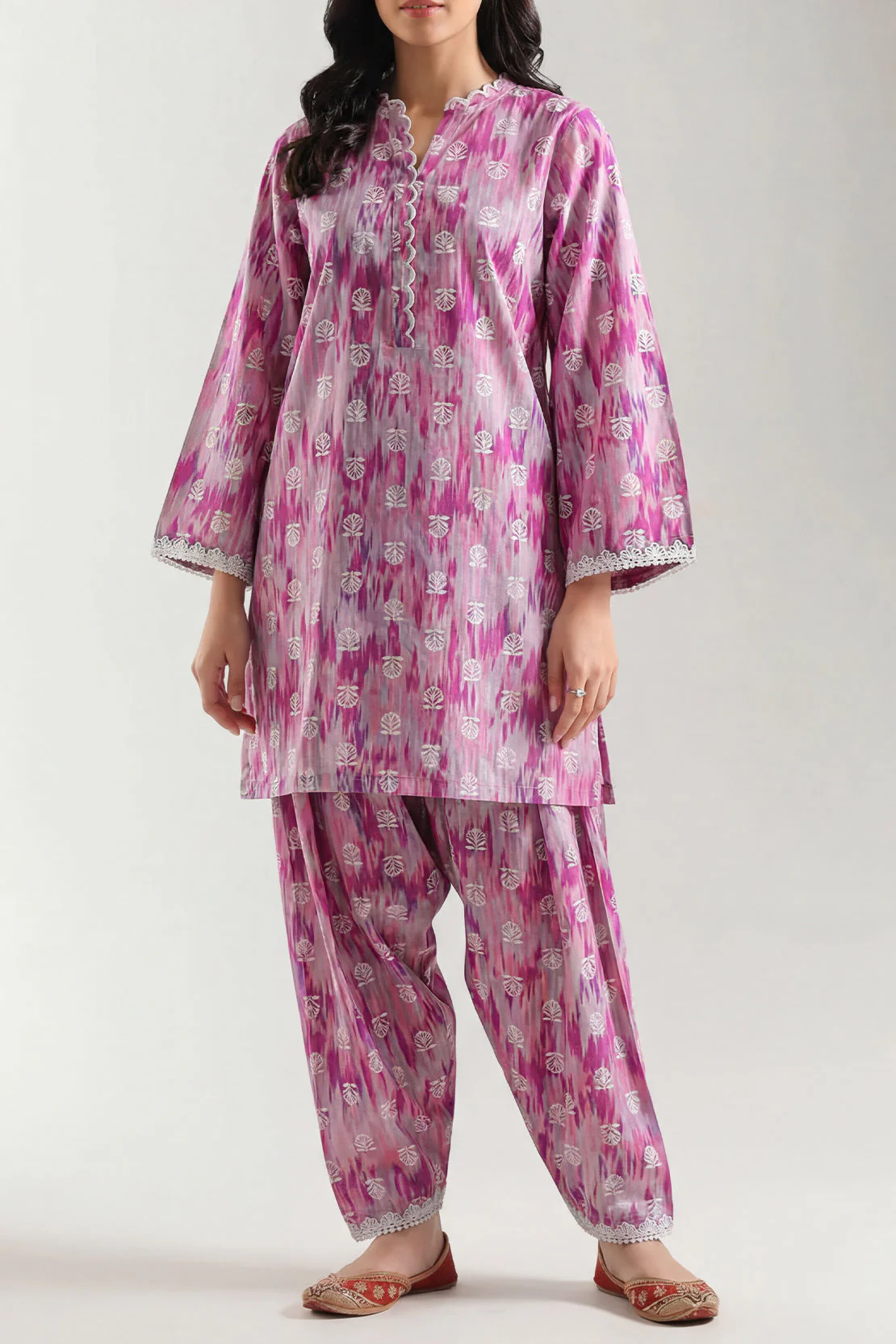Printed Embroidered Strip Lawn Stitched Shirt
