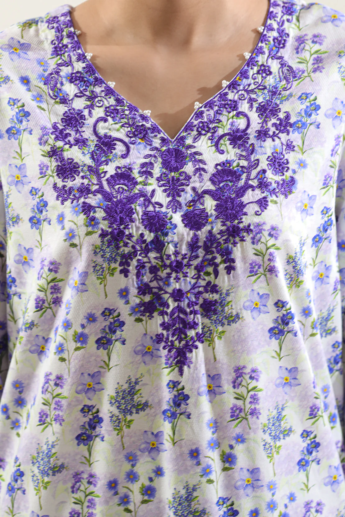 Printed Embroidered Smooth Flow Stitched Shirt - Image 3