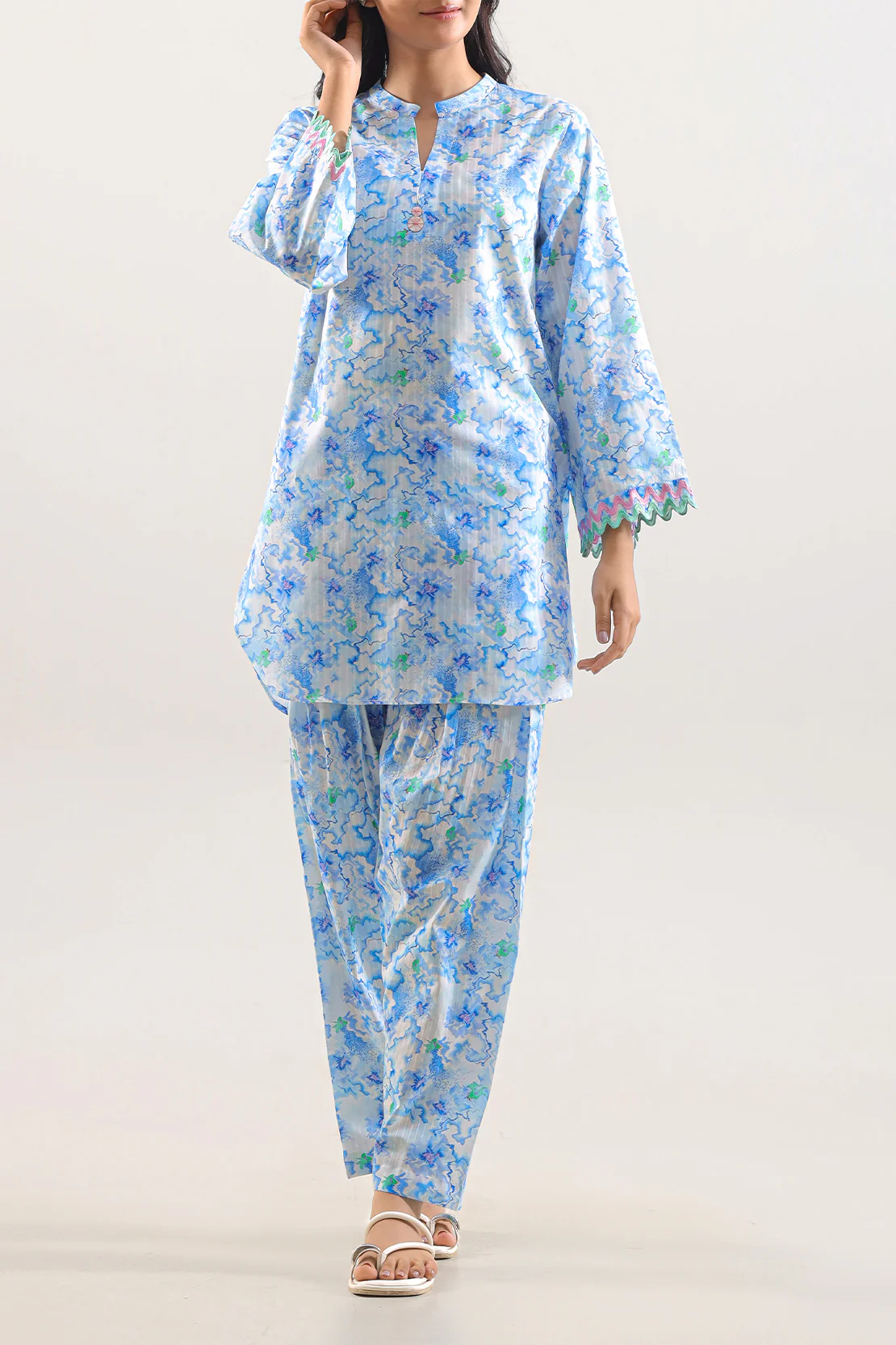 Printed Jacquard Embroidered Lawn Stitched Shirt