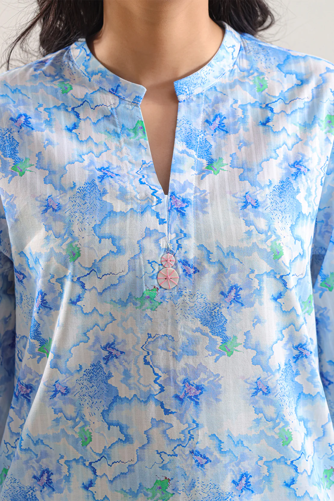 Printed Jacquard Embroidered Lawn Stitched Shirt - Image 3