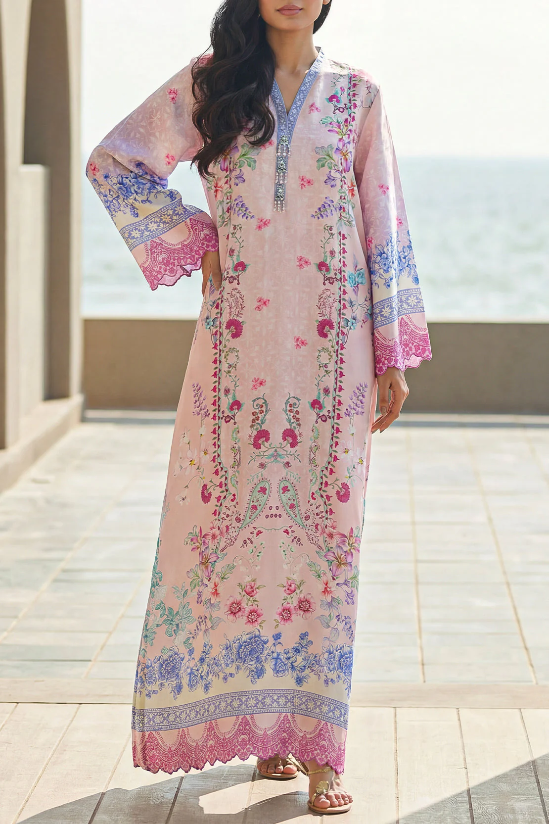 Printed Kaftaan Shamose Silk Stitched Dress