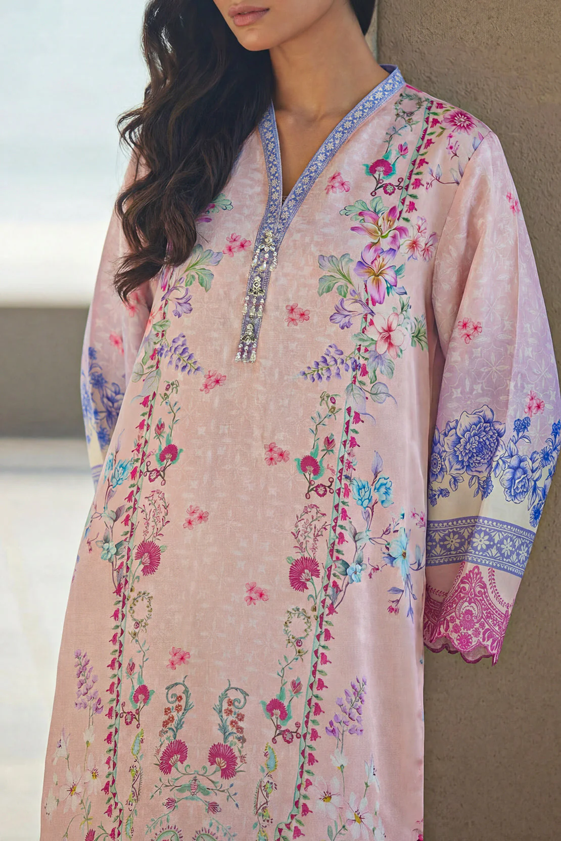 Printed Kaftaan Shamose Silk Stitched Dress - Image 2