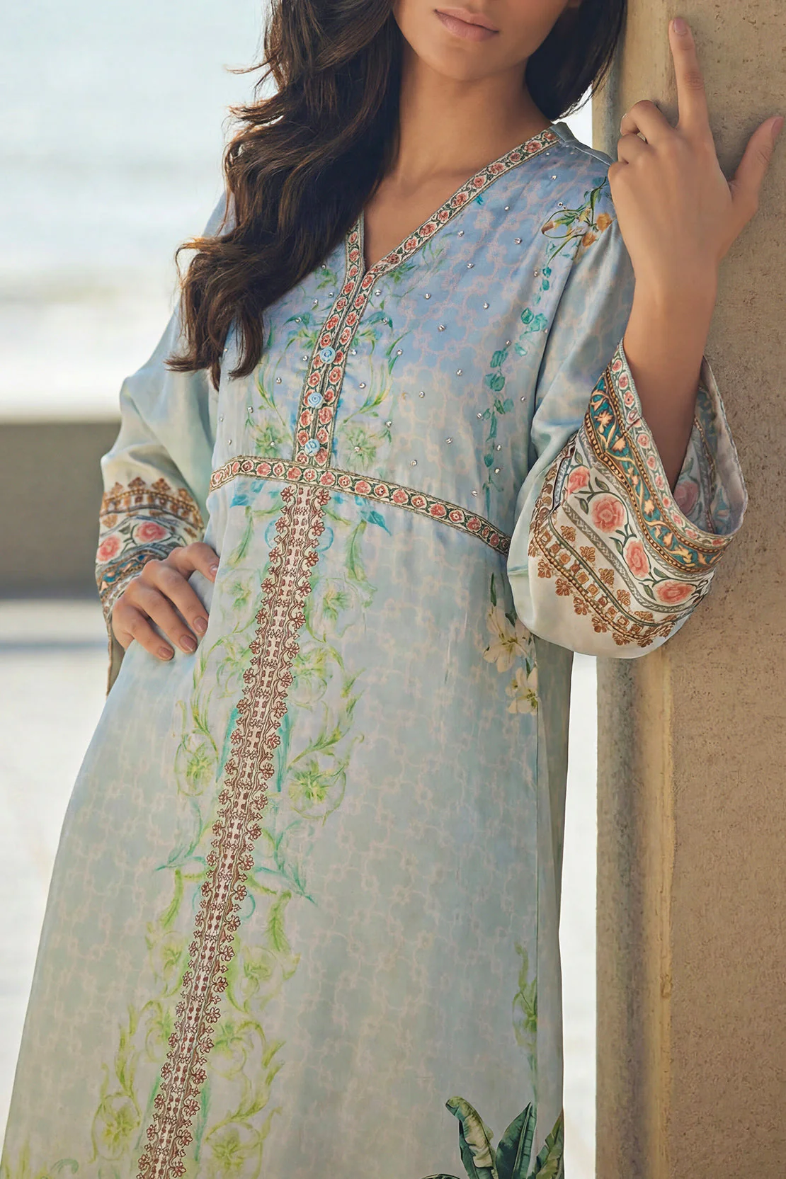 Printed Kaftaan Shamose Silk Stitched Dress - Image 3