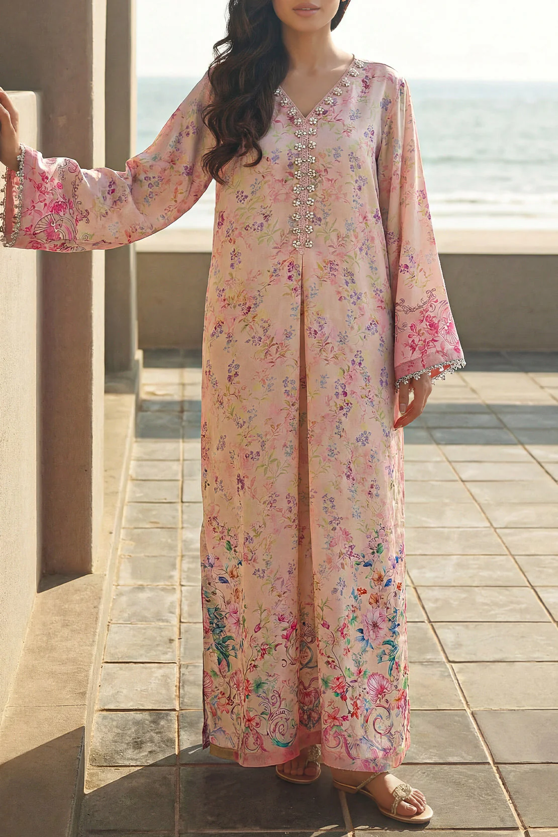 Printed Kaftaan Shamose Silk Stitched Dress