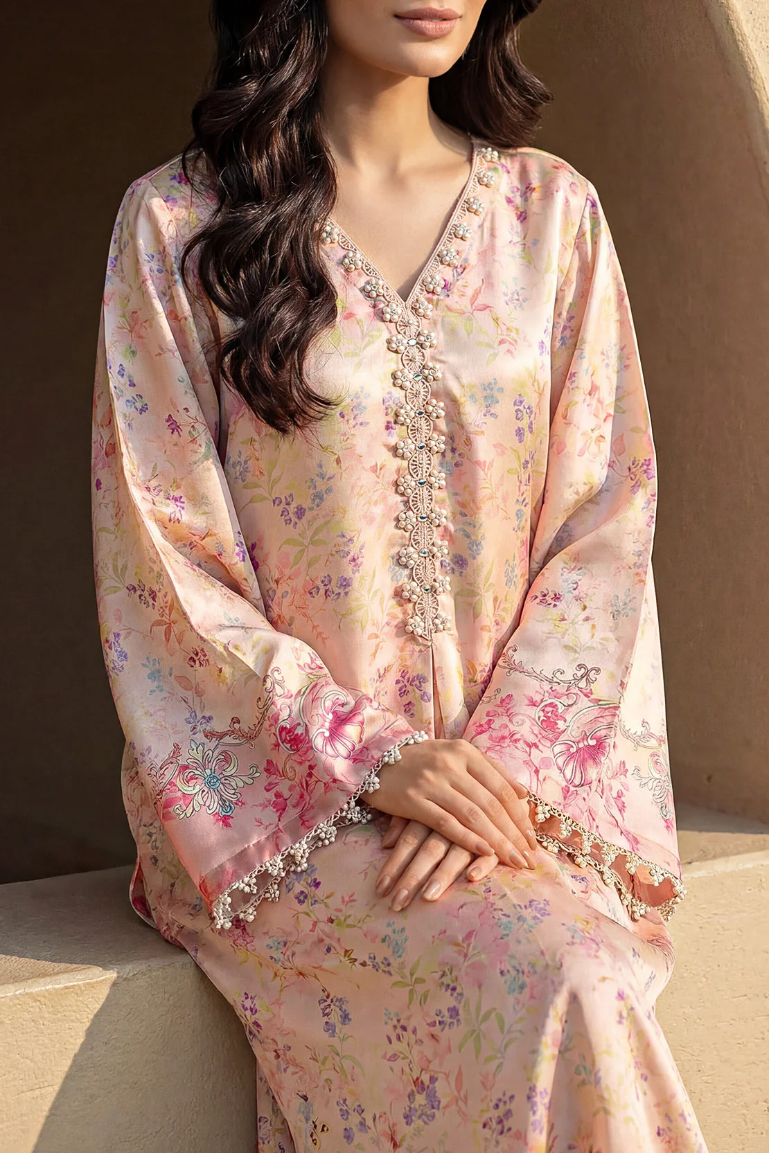 Printed Kaftaan Shamose Silk Stitched Dress - Image 2