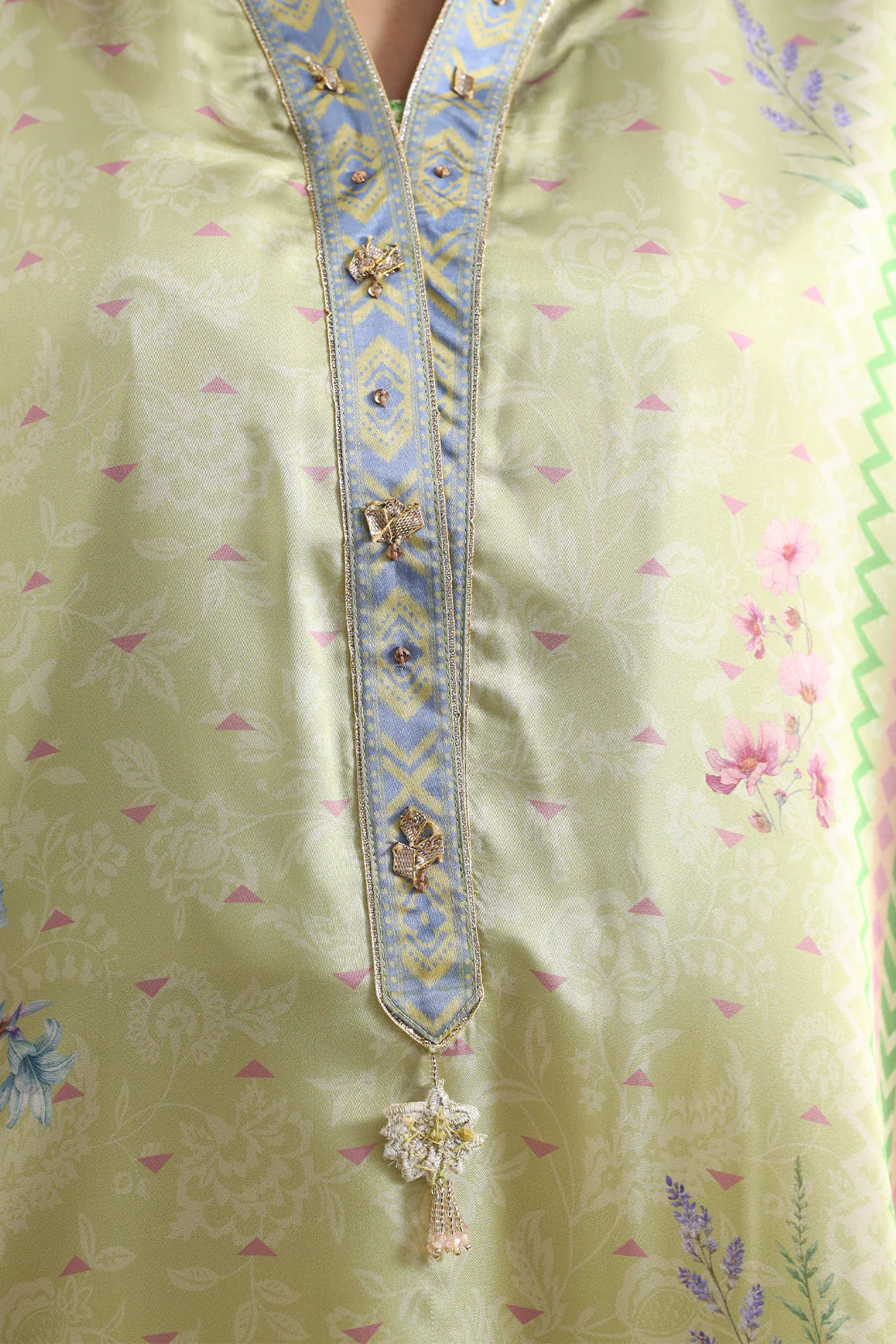 Printed Kaftaan Shamose Silk Stitched Dress - Image 3