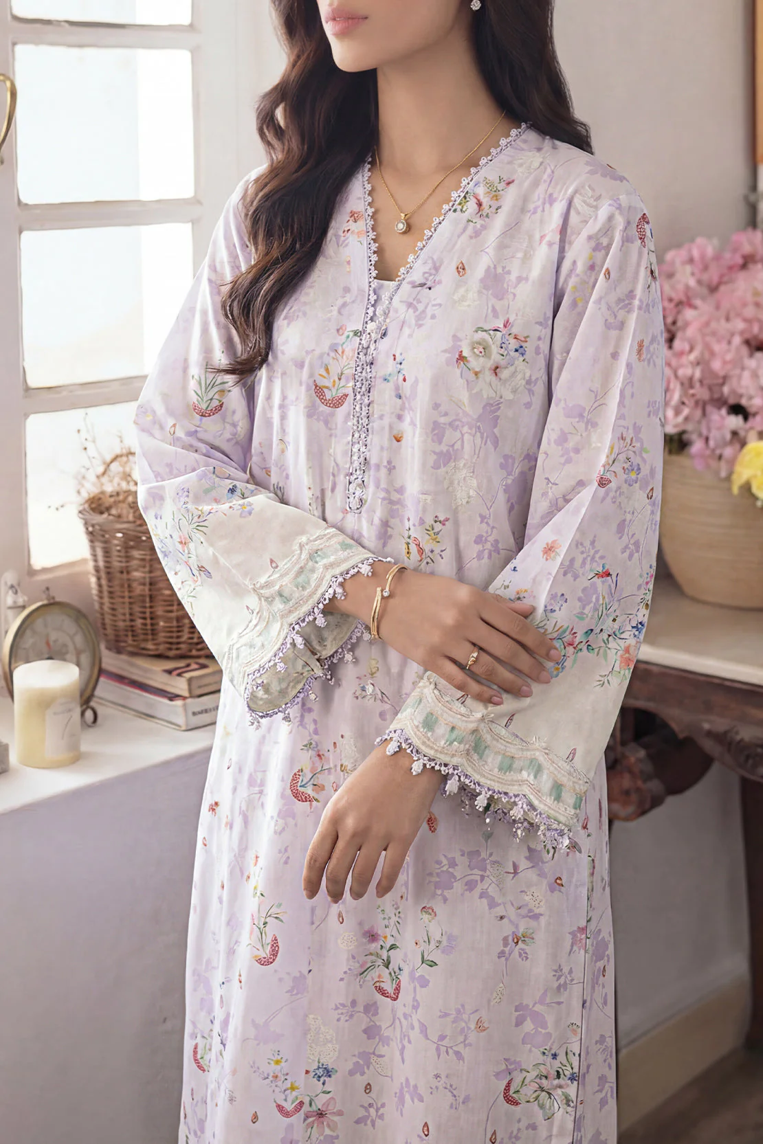 Printed Kaftaan Shamose Silk Stitched Dress - Image 4