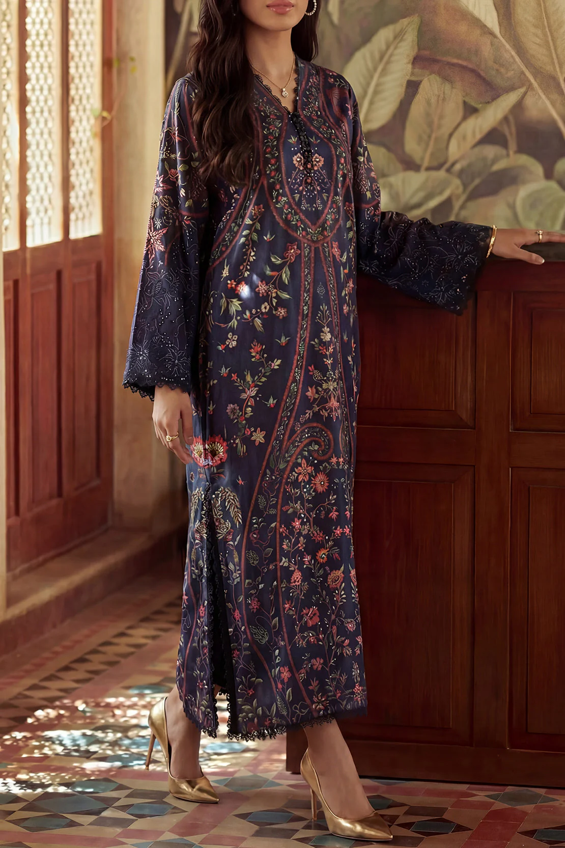 Printed Kaftaan Shamose Silk Stitched Dress