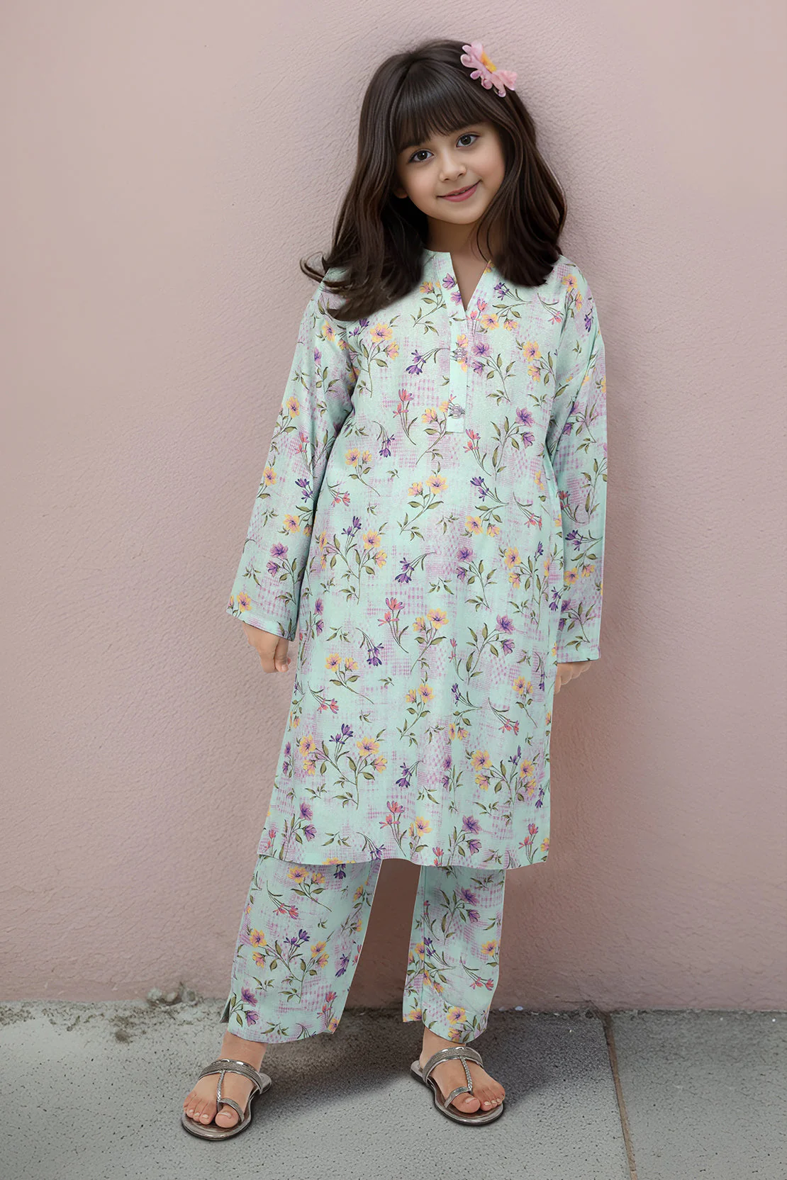 Printed Karandi Stitched Shirt/Trouser For Kids - Image 2