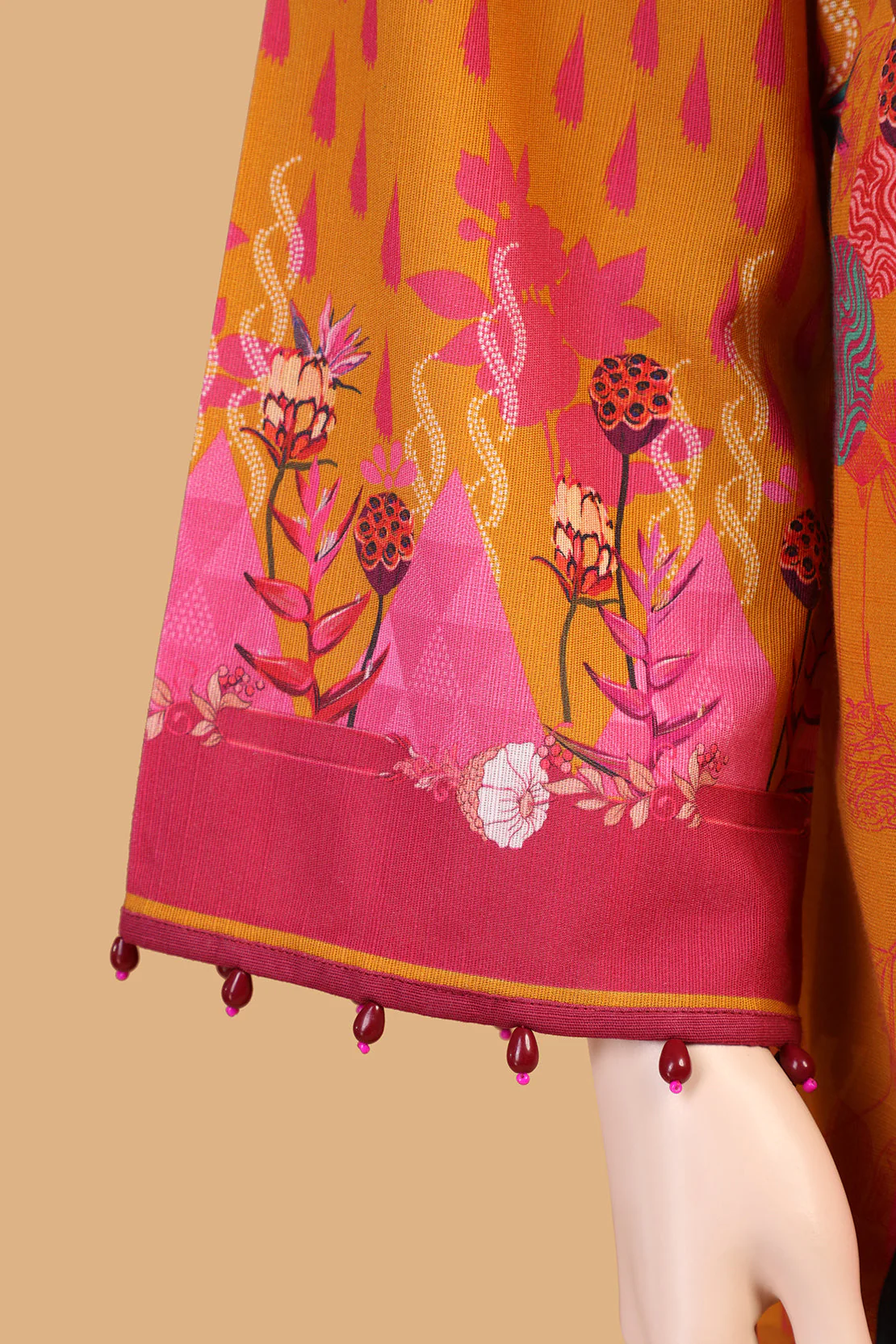 Unstitched Printed Khaddar 3 Piece - Image 4