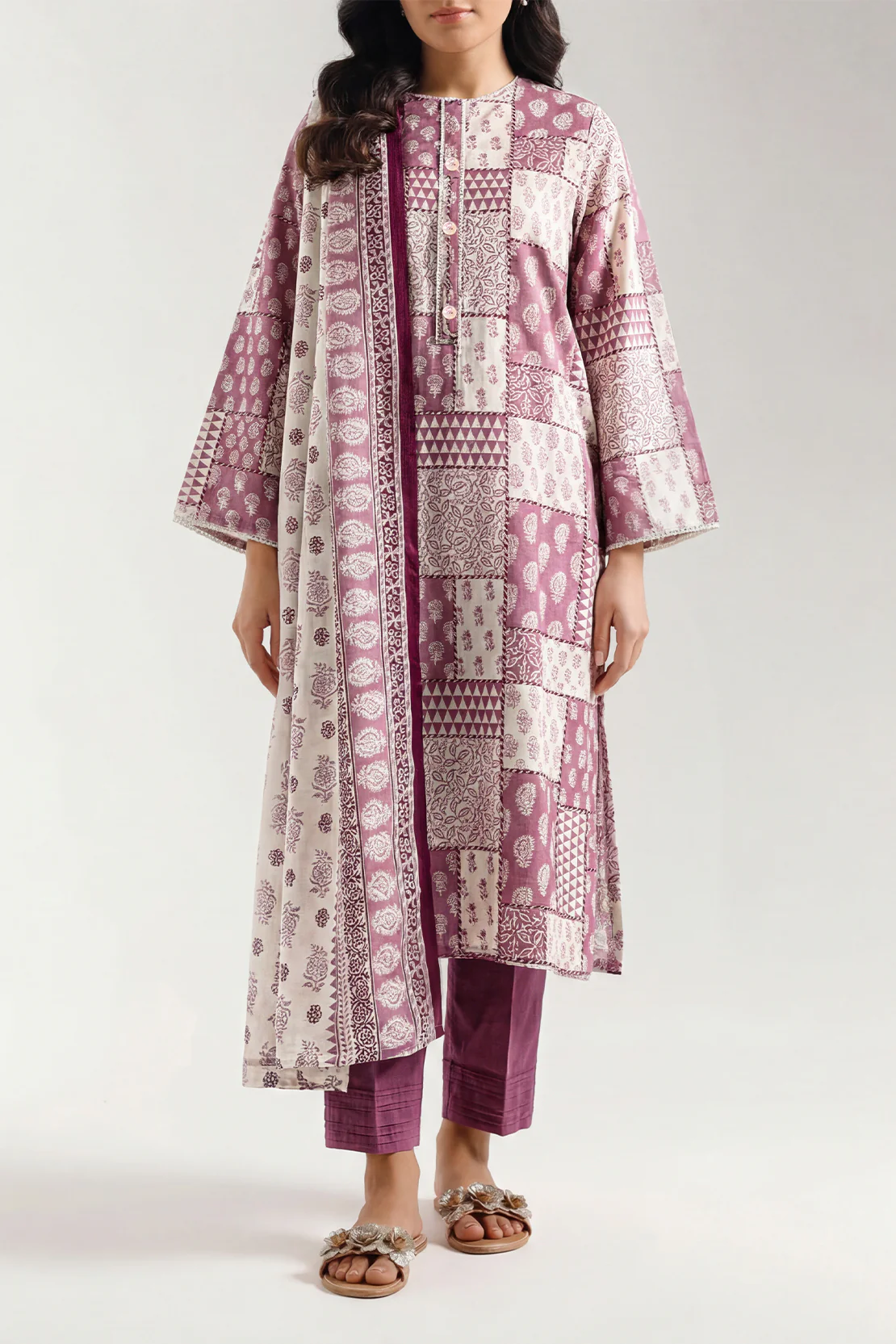 Printed Khaddar Stitched 2 Piece Shirt/Dupatta