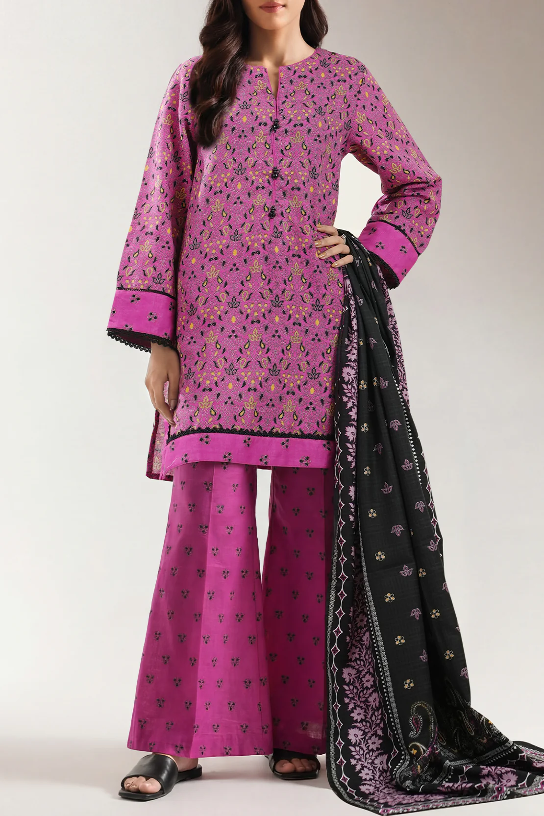Printed Khaddar Stitched 2 Piece Shirt/Dupatta