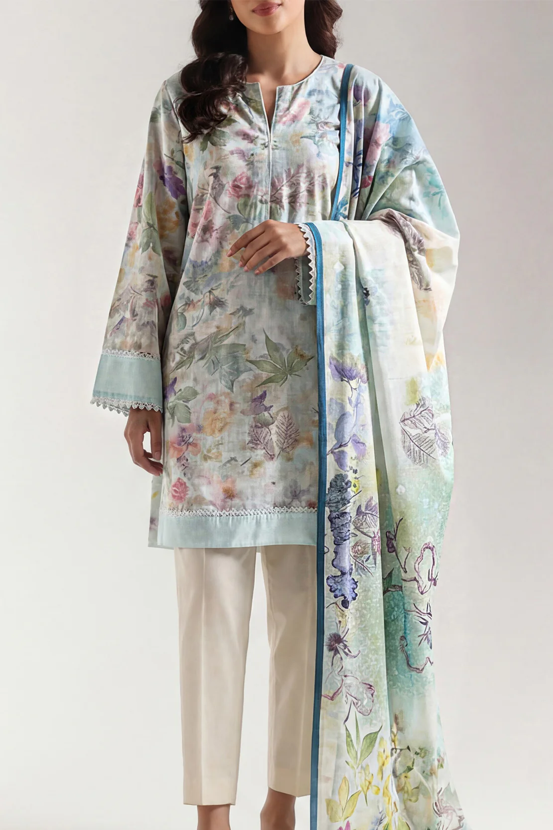 Printed Khaddar Stitched 2 Piece Shirt/Dupatta - Image 2