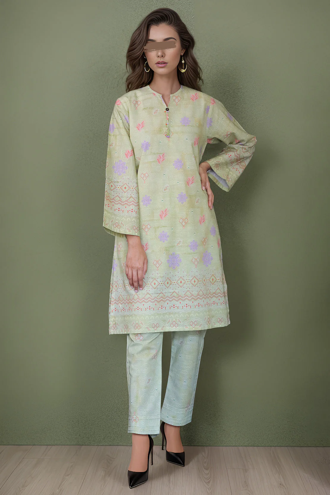 Printed Khaddar Stitched 2 Piece (Shirt/Trouser) - Image 2