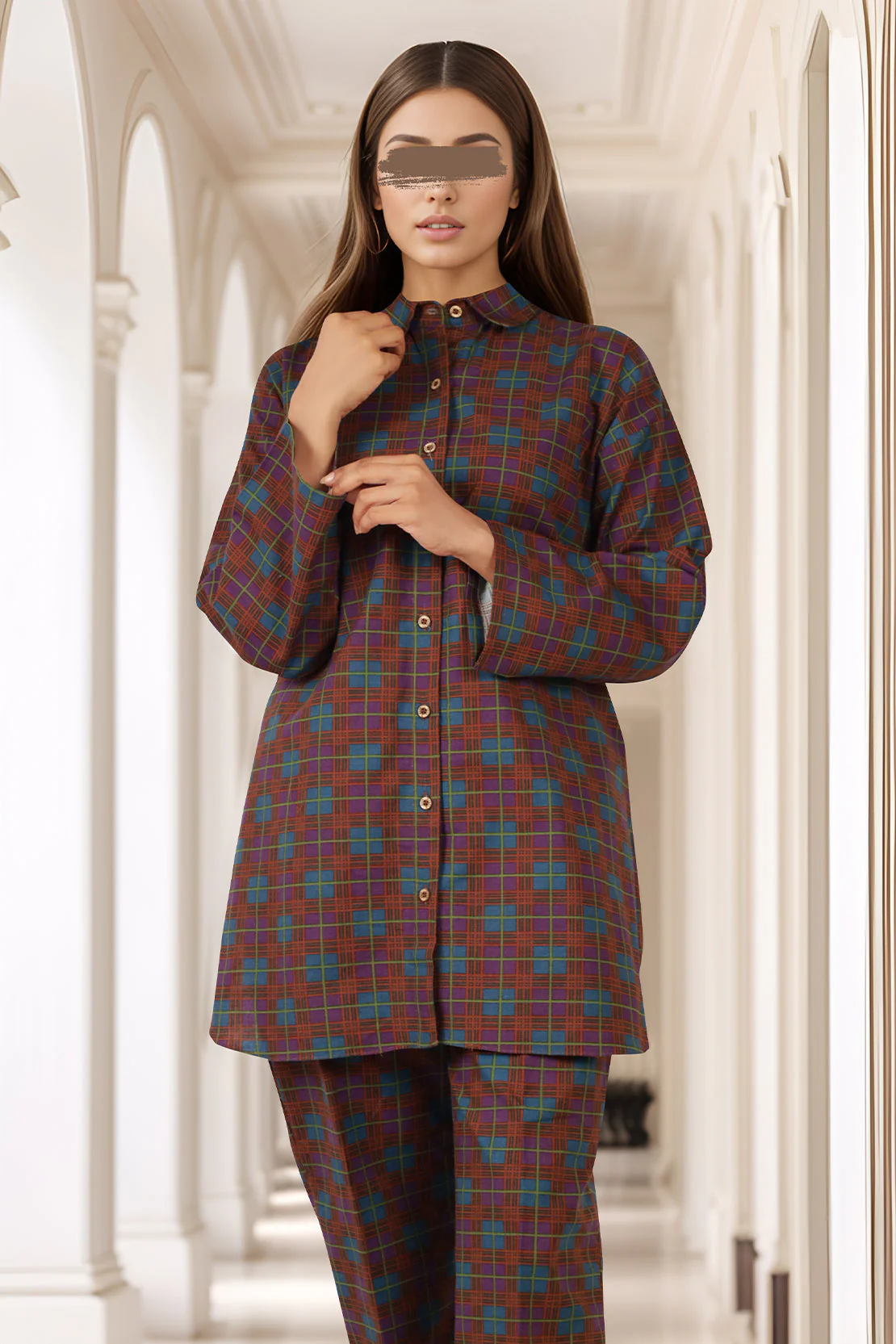 Printed Khaddar Stitched 2 Piece (Shirt/Trouser) - Image 3
