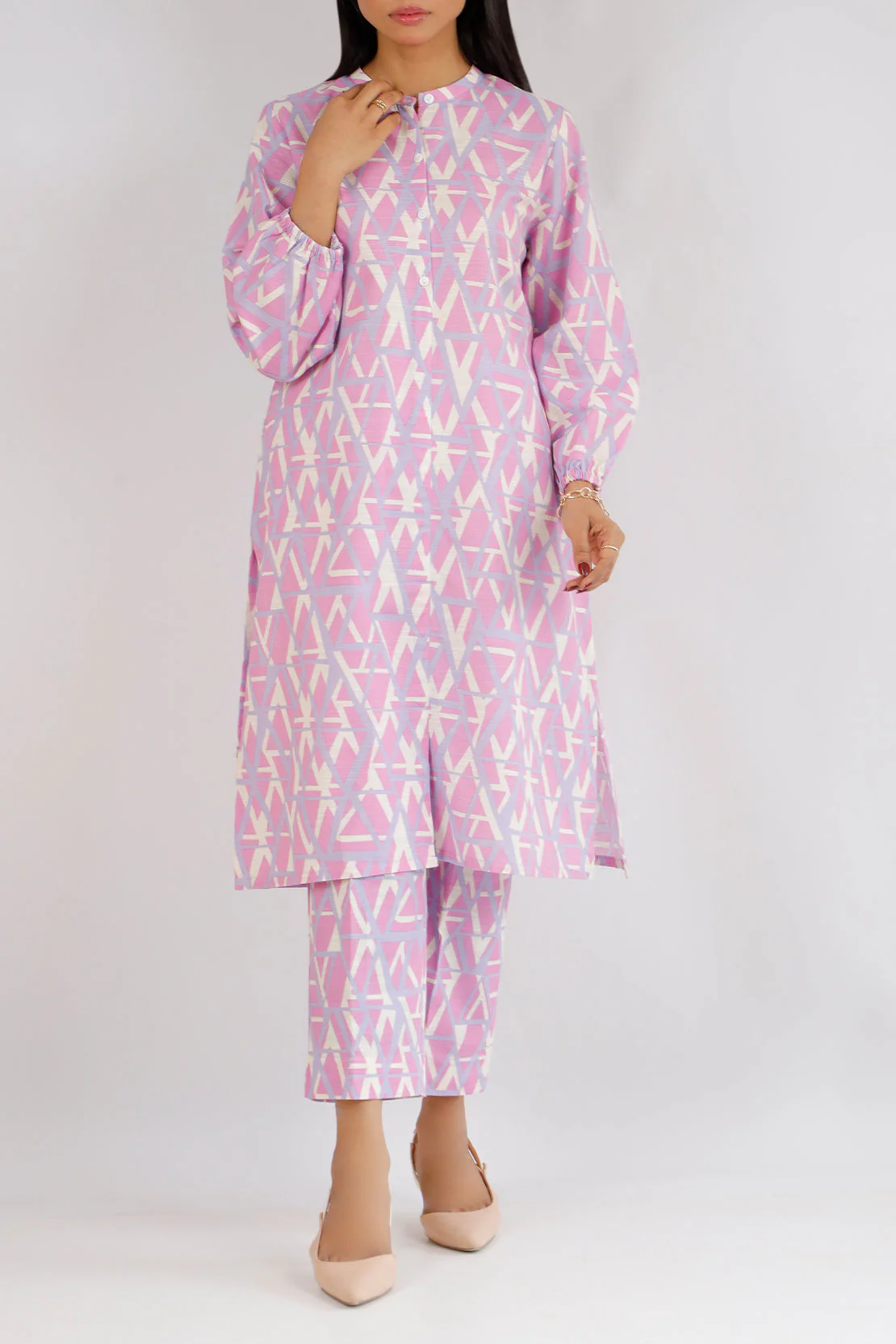 Printed Khaddar Stitched 2 Piece (Shirt/Trouser) - Image 2