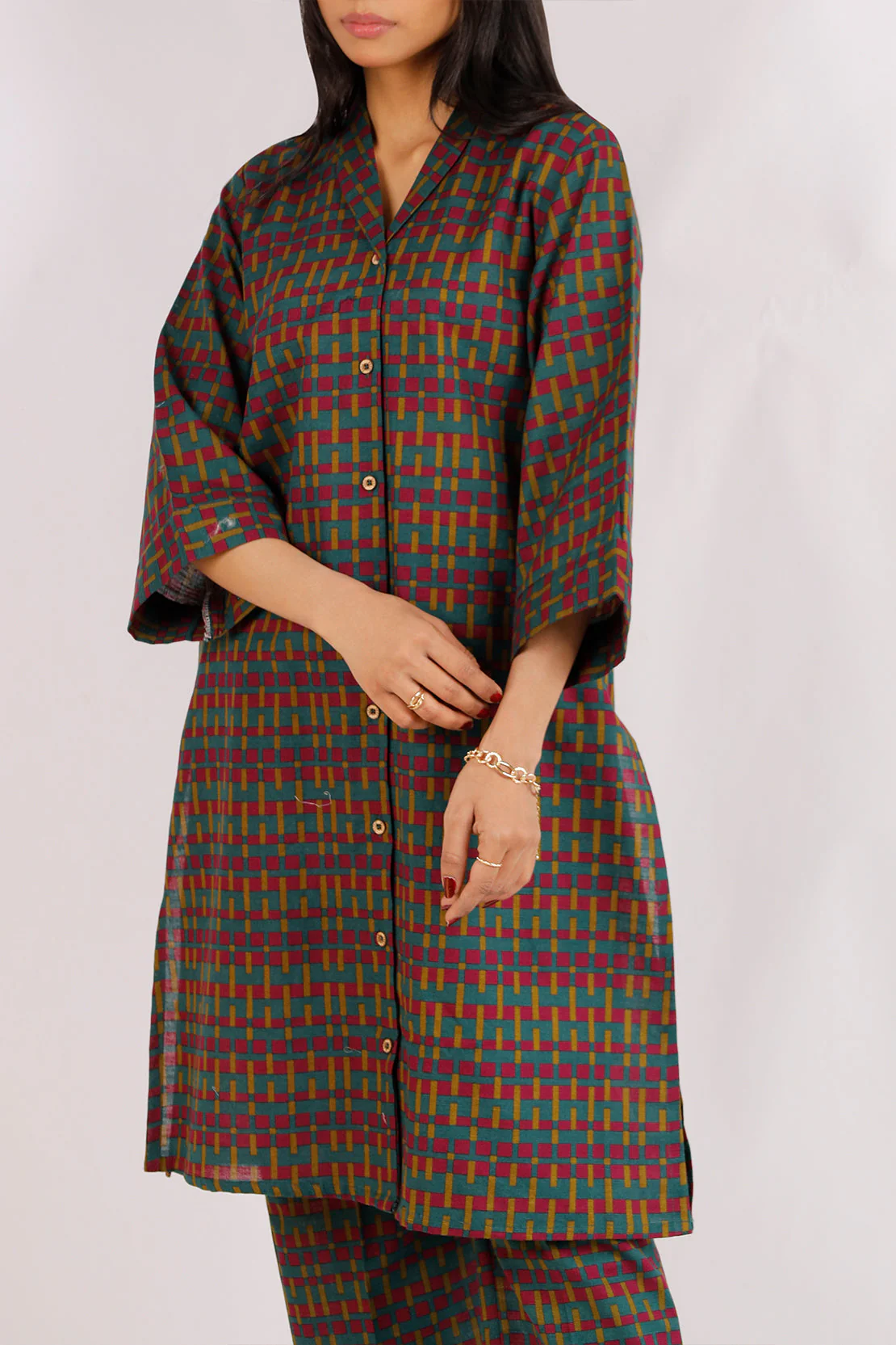 Printed Khaddar Stitched 2 Piece (Shirt/Trouser) - Image 4