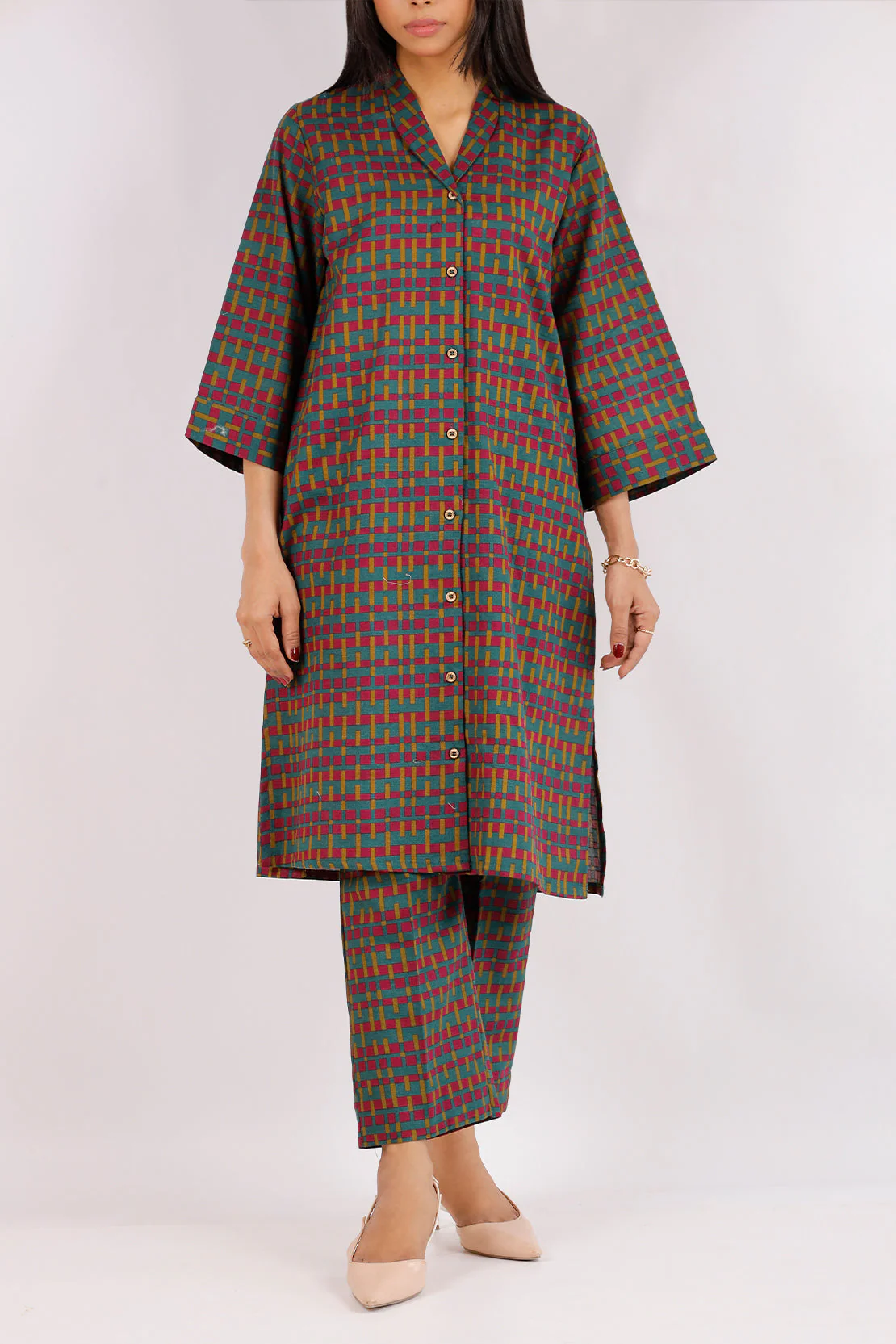 Printed Khaddar Stitched 2 Piece (Shirt/Trouser) - Image 6