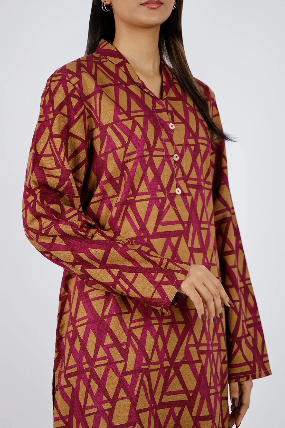Printed Khaddar Stitched 2 Piece (Shirt/Trouser) - Image 2
