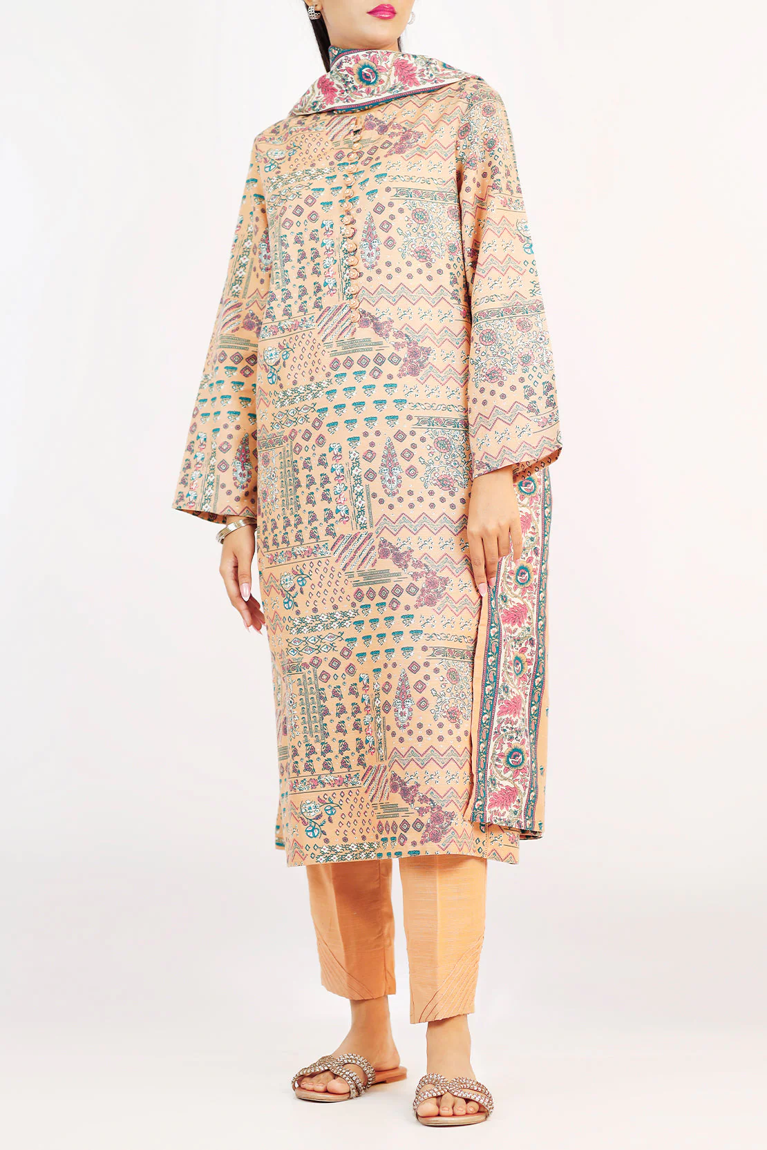 Printed Khaddar Stitched 2 Piece (Shirt/Trouser) - Image 2