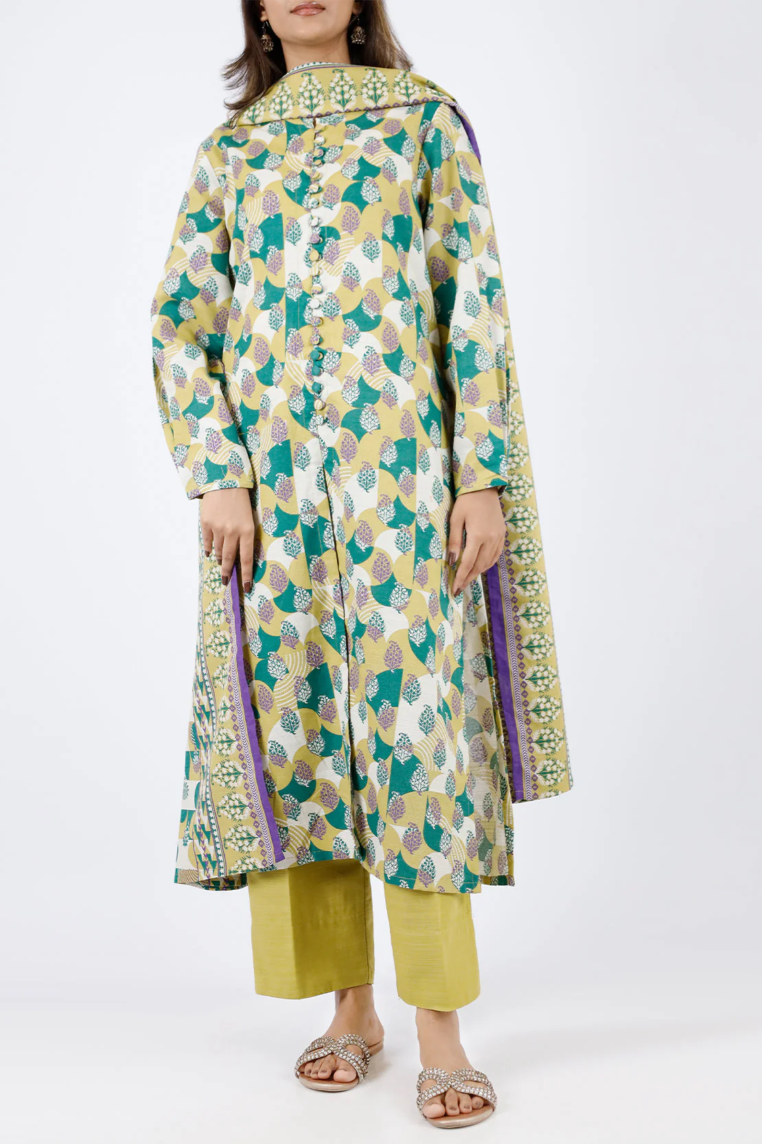 Printed Khaddar Stitched 2 Piece (Shirt/Trouser)