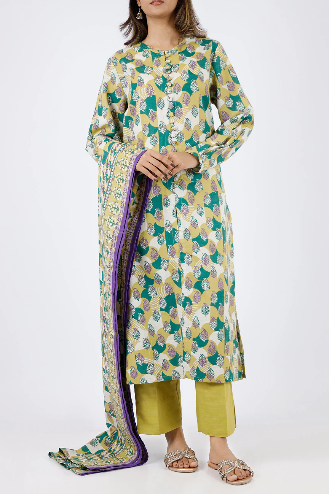 Printed Khaddar Stitched 2 Piece (Shirt/Trouser) - Image 2