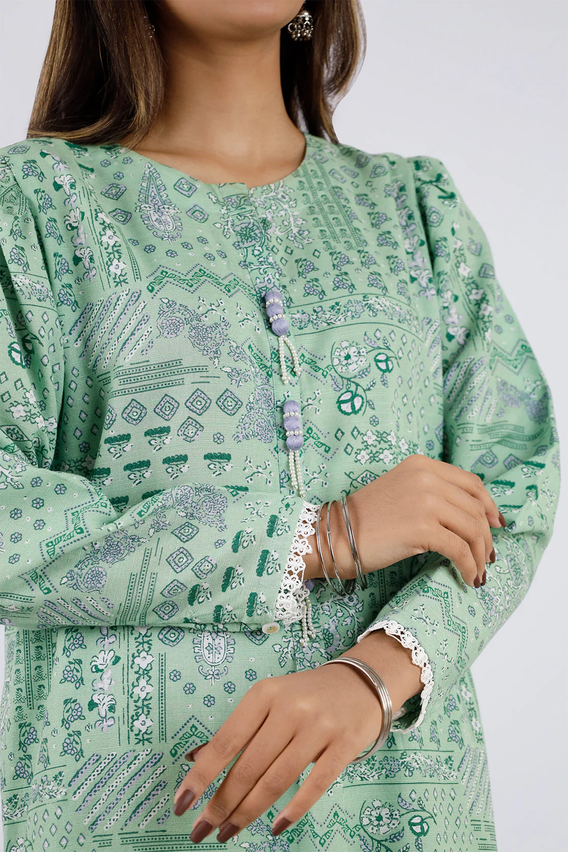 Printed Khaddar Stitched 2 Piece (Shirt/Trouser) - Image 3