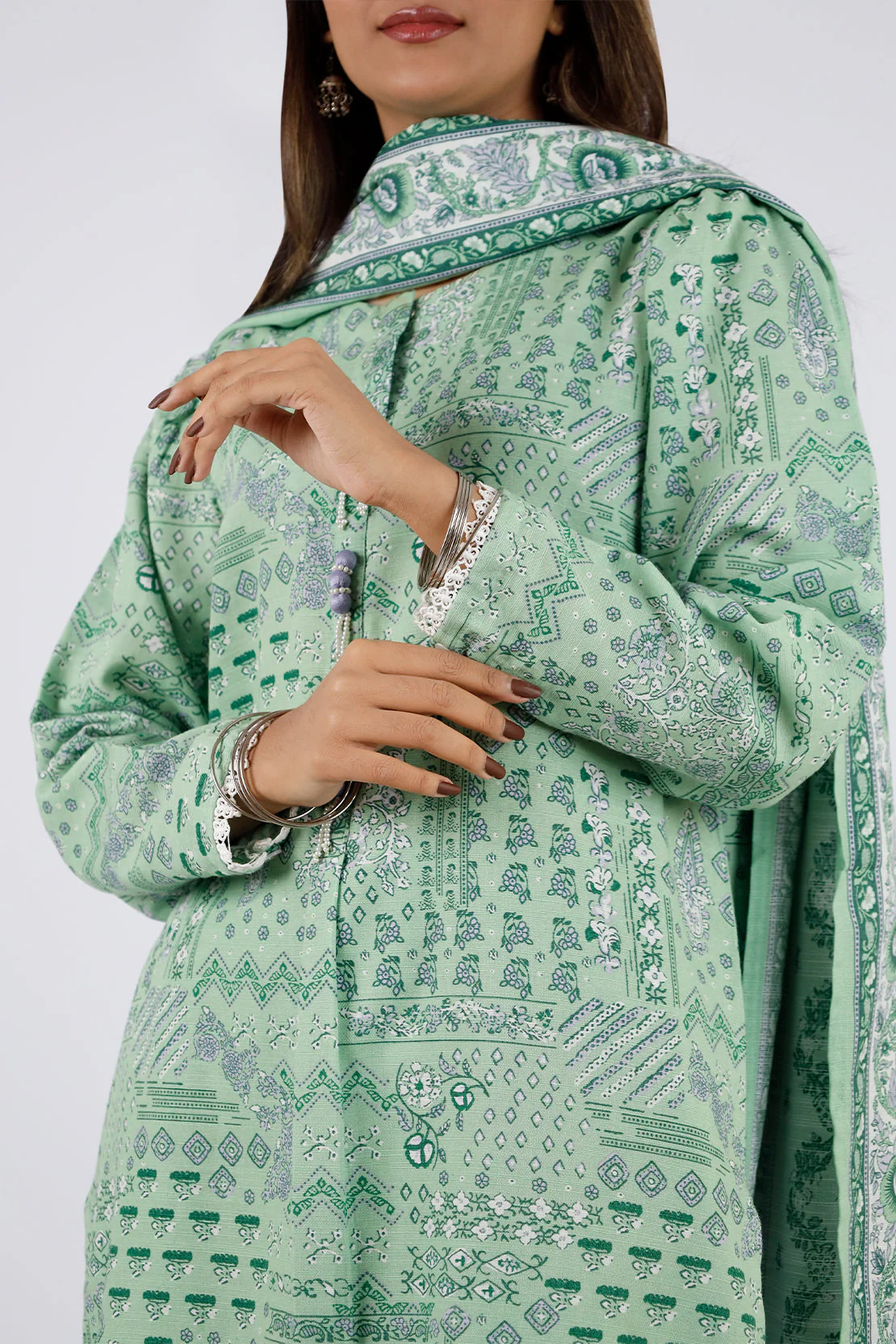 Printed Khaddar Stitched 2 Piece (Shirt/Trouser) - Image 4