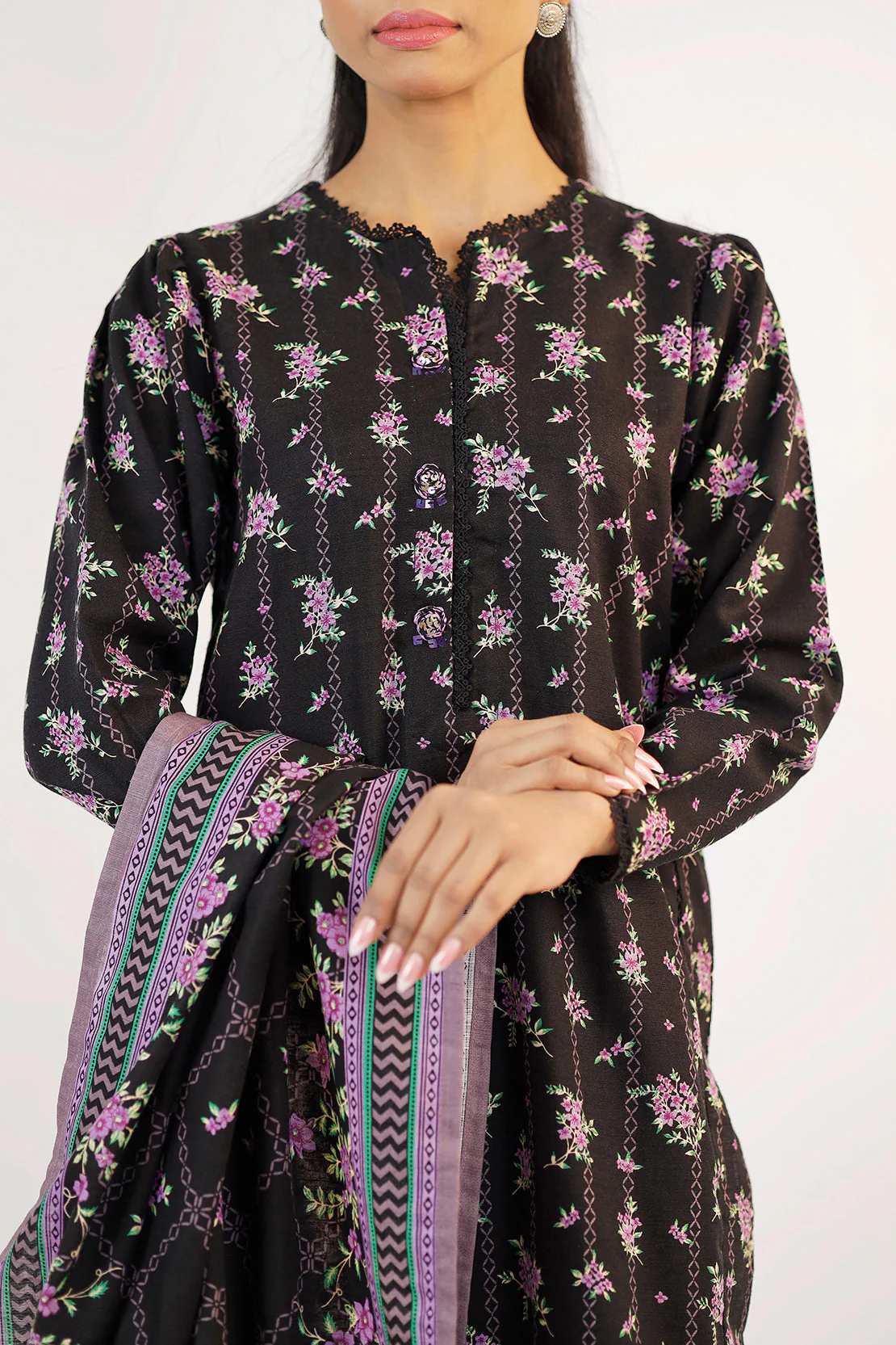 Printed Khaddar Stitched 2 Piece (Shirt/Trouser) - Image 5