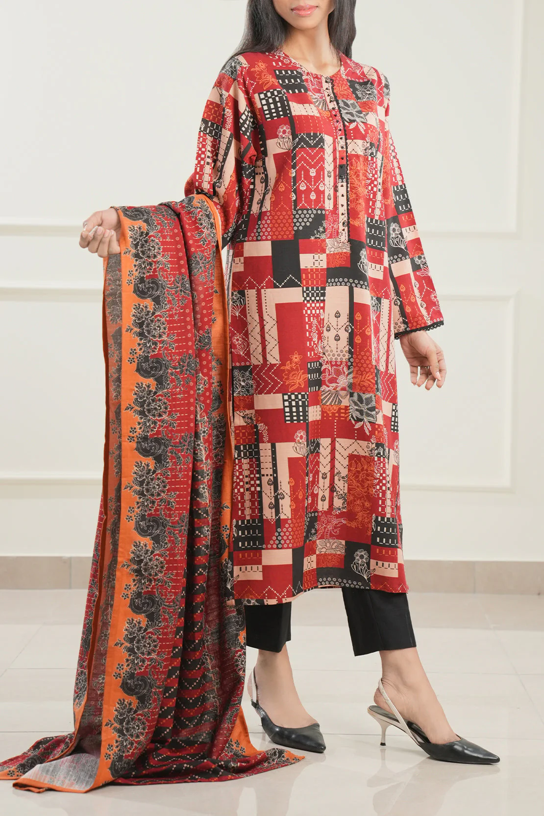 Printed Khaddar Stitched 2 Piece (Shirt/Trouser)