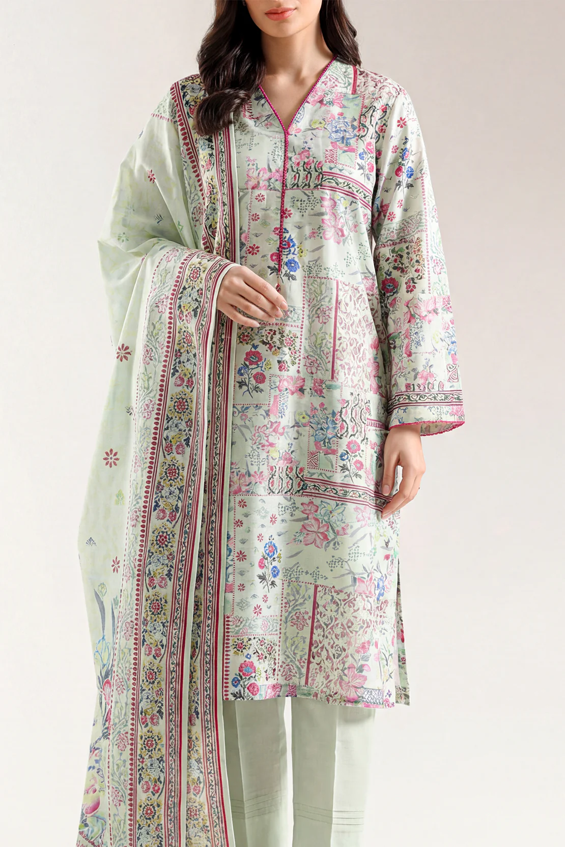 Printed Khaddar Stitched 2 Piece (Shirt/Trouser) - Image 2