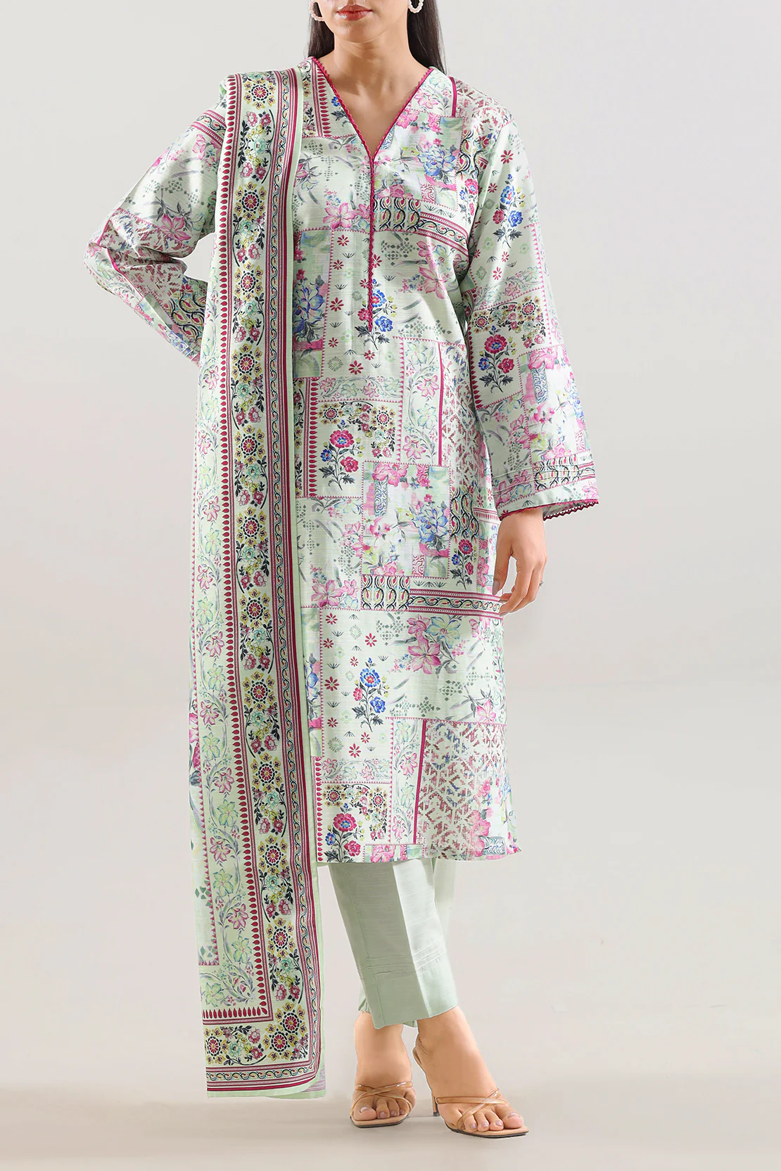 Printed Khaddar Stitched 2 Piece (Shirt/Trouser) - Image 3