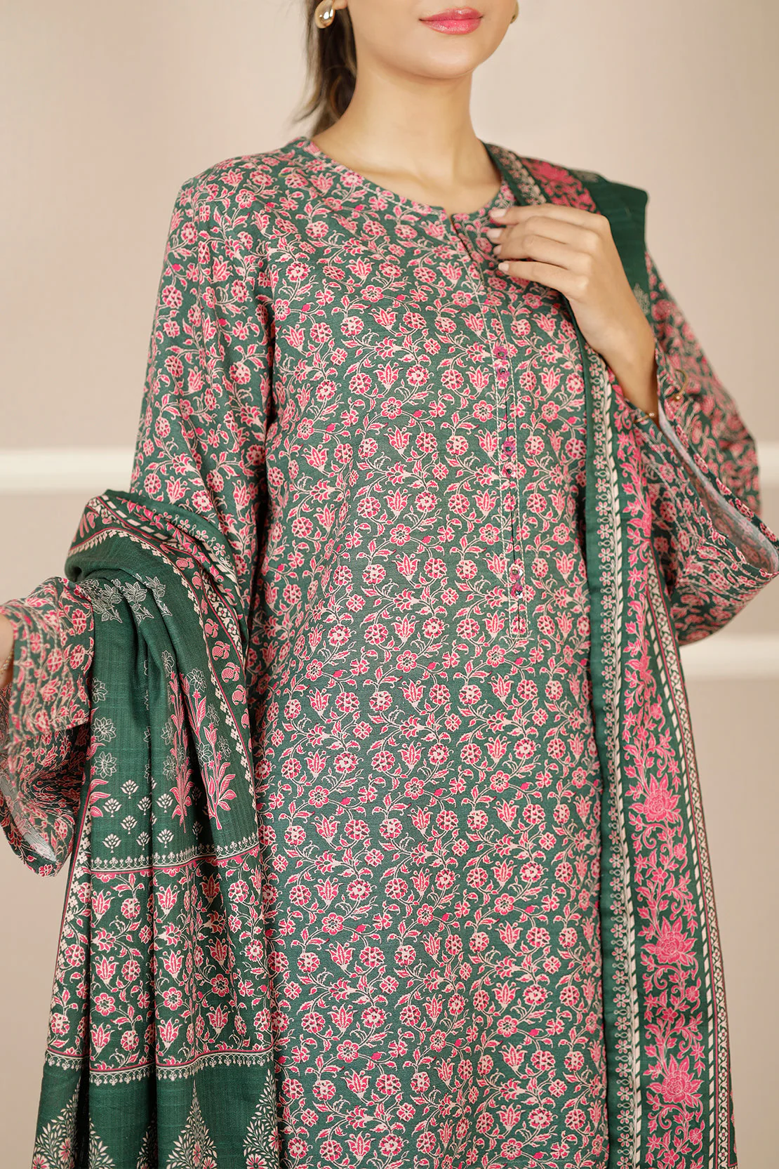 Printed Khaddar Stitched 2 Piece (Shirt/Trouser) - Image 5