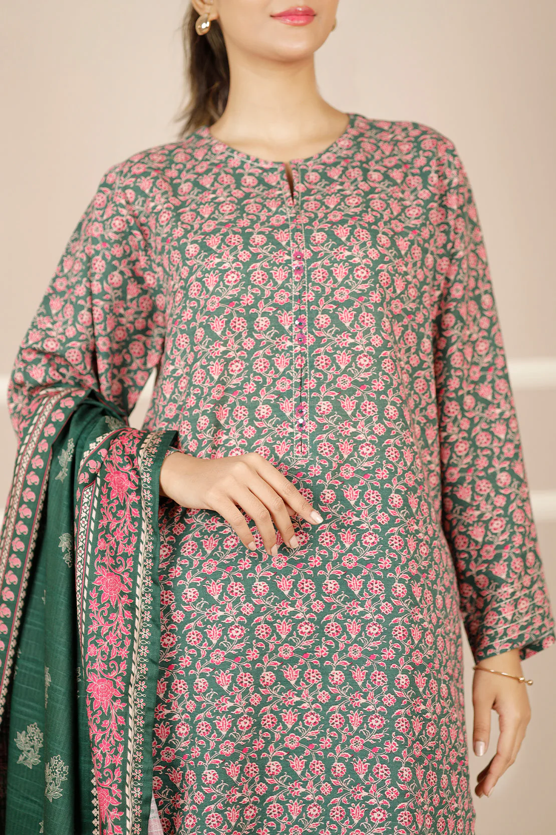 Printed Khaddar Stitched 2 Piece (Shirt/Trouser) - Image 6
