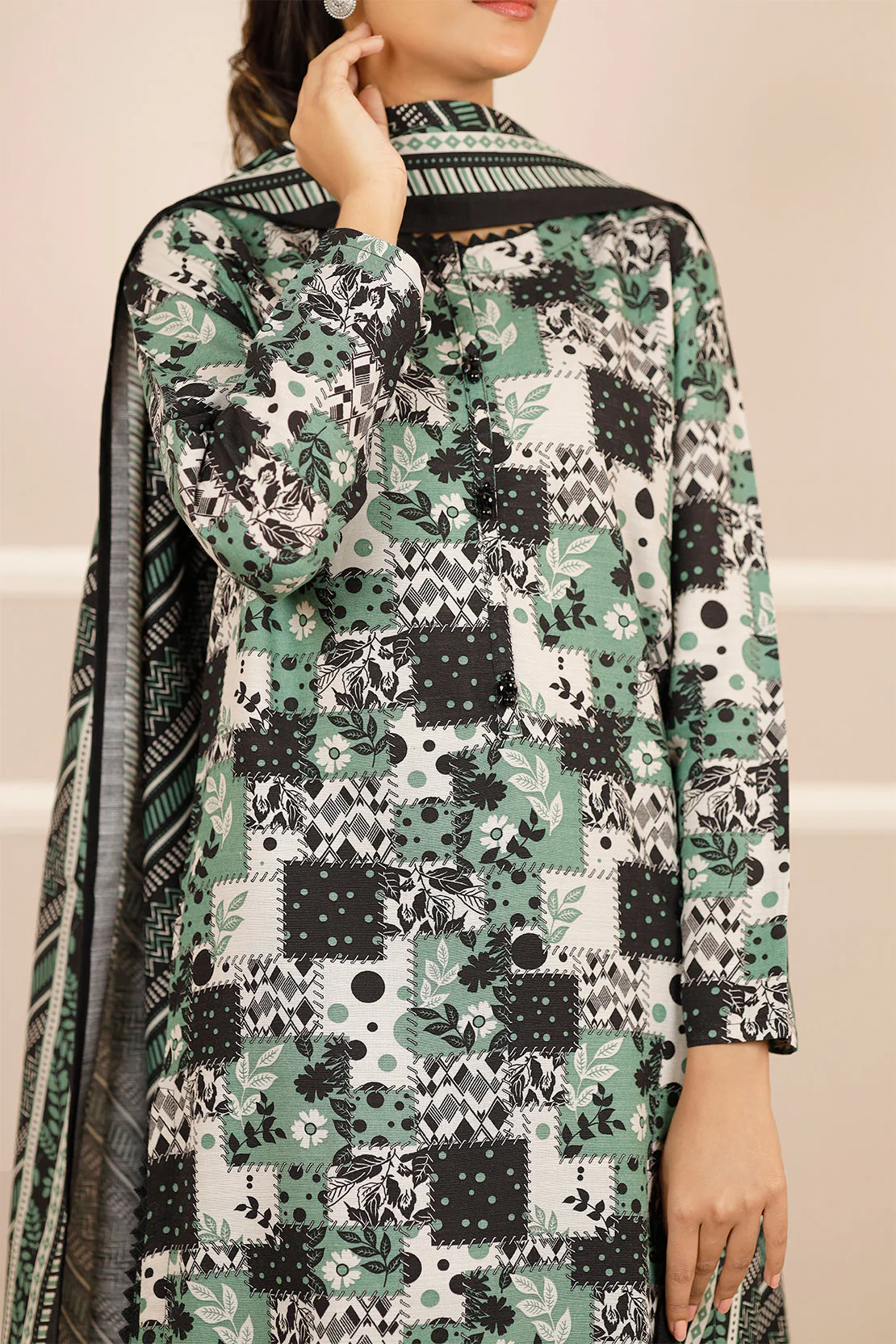 Printed Khaddar Stitched 2 Piece (Shirt/Trouser) - Image 7