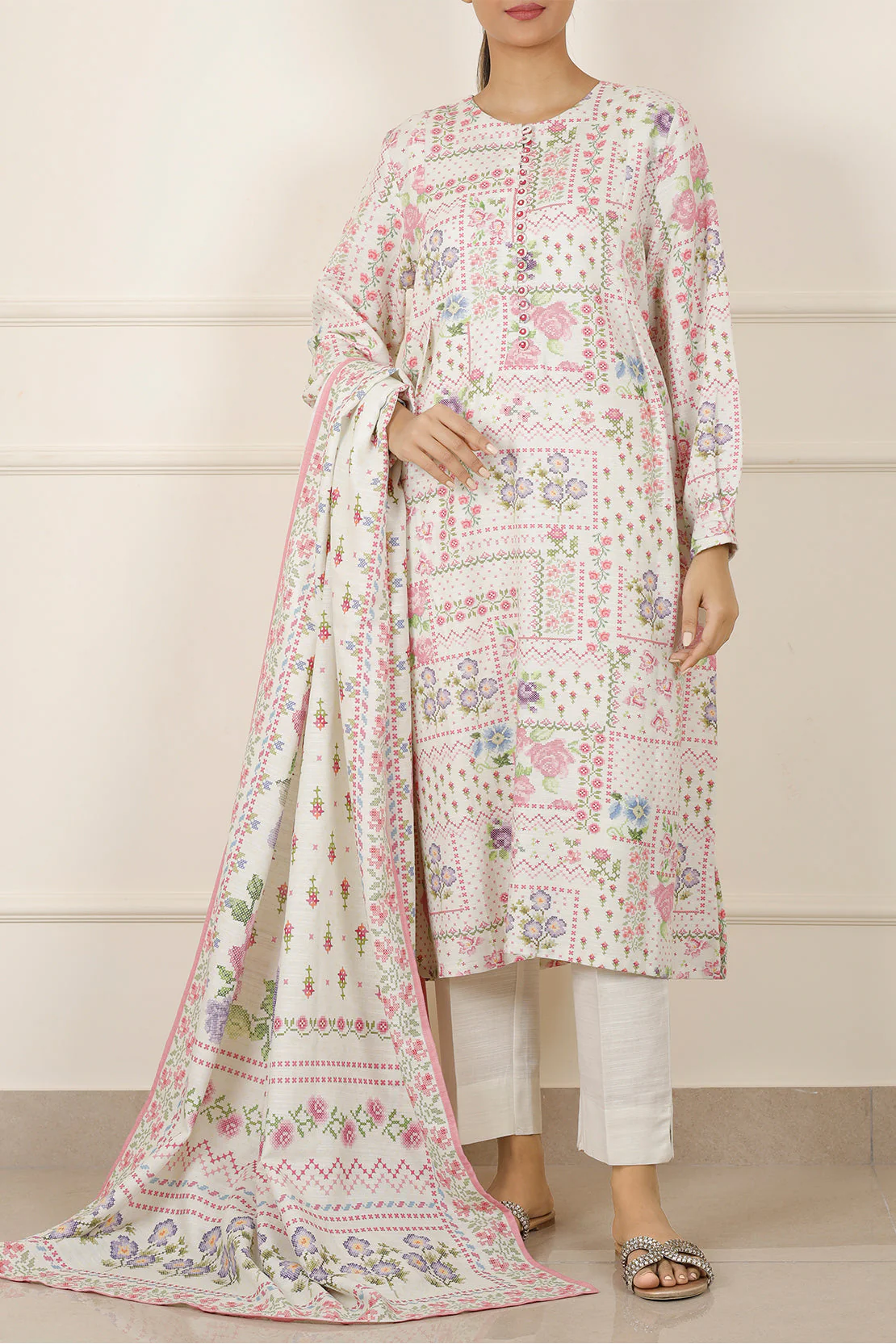 Printed Khaddar Stitched 2 Piece (Shirt/Trouser) - Image 2