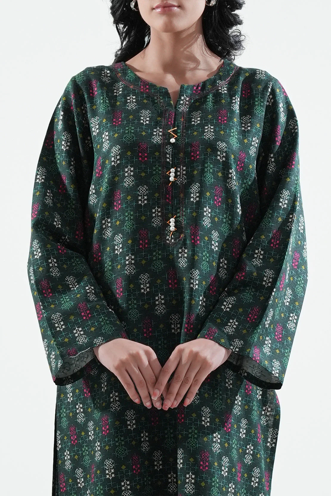 Printed Khaddar Stitched 2 Piece (Shirt/Trouser) - Image 3